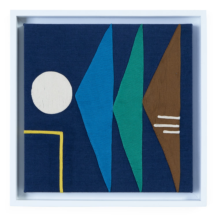 White Framed Abstract Graphic Art on Linen