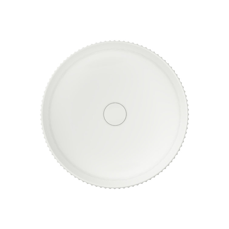Glossy White Ceramic Round Vessel Bathroom Sink