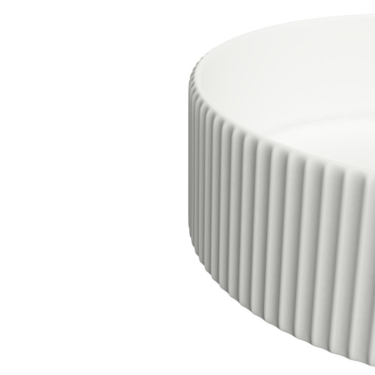 Glossy White Ceramic Round Vessel Bathroom Sink