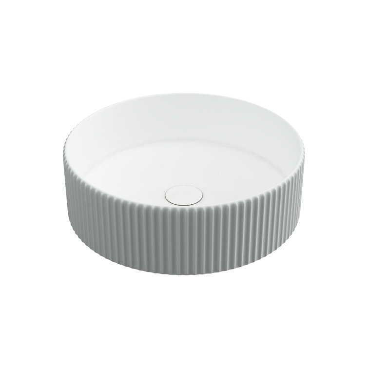 Glossy White Ceramic Round Vessel Bathroom Sink