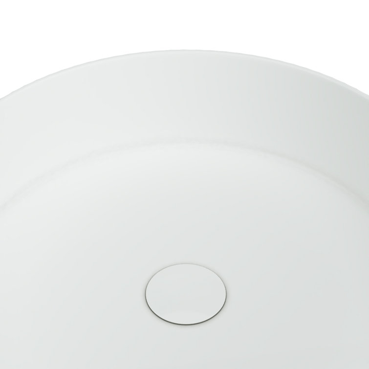 Glossy White Ceramic Round Vessel Bathroom Sink