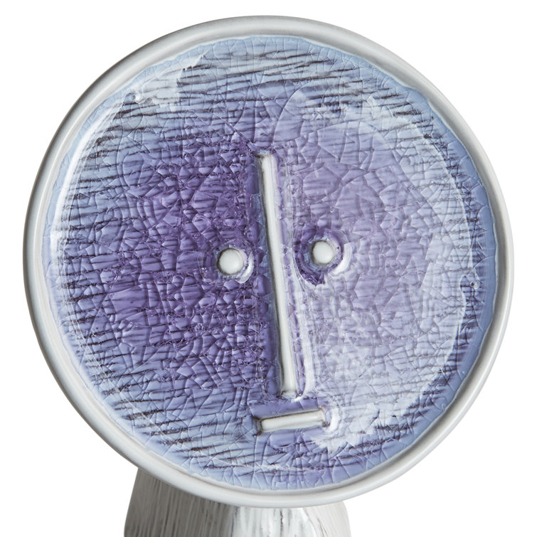 Purple Crackled Ceramic Novelty Face Table Vase