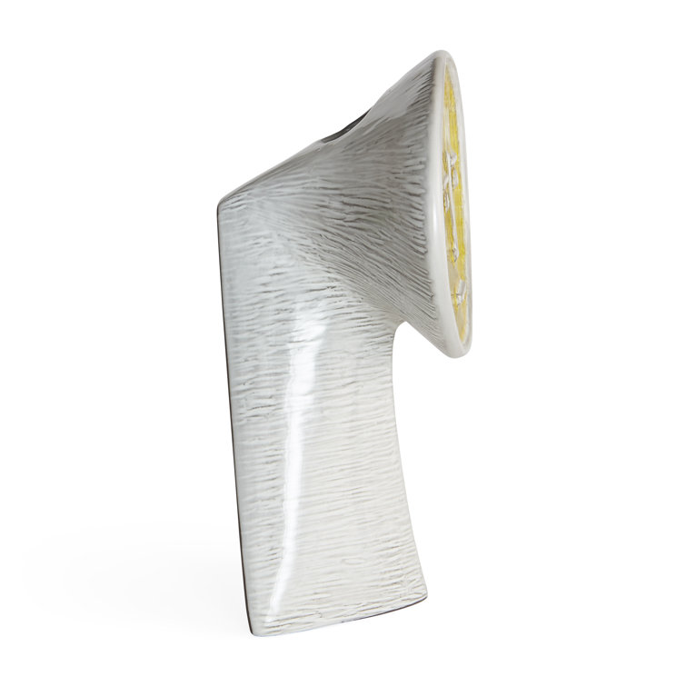 Yellow and White Novelty Ceramic Decorative Table Vase