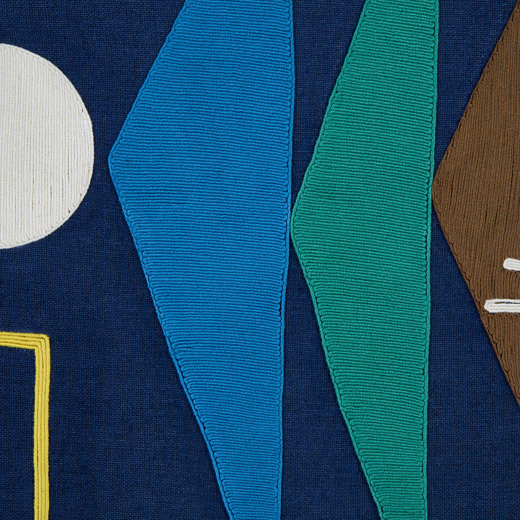White Framed Abstract Graphic Art on Linen