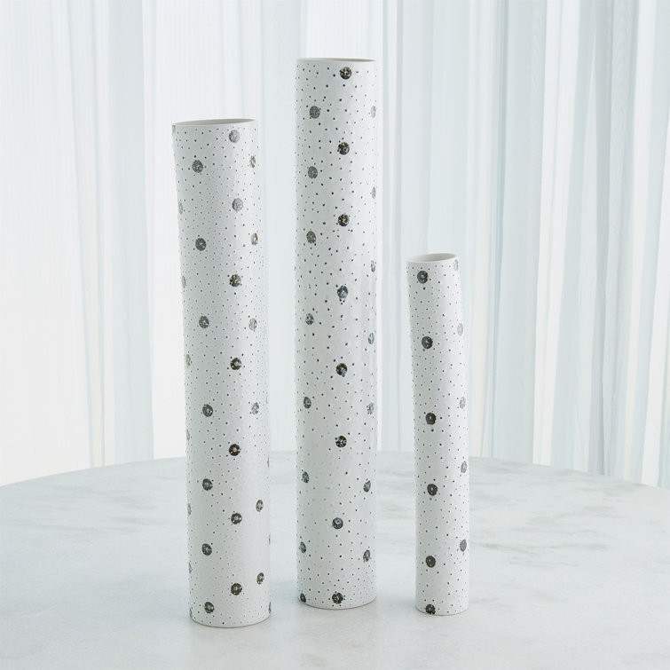 Large White Porcelain Table with Black Spots