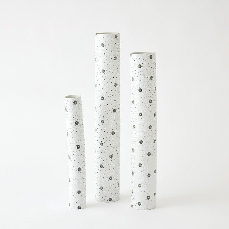 Large White Porcelain Table with Black Spots