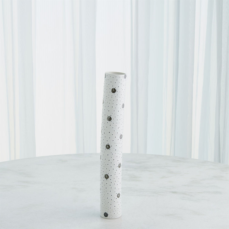 Small White Porcelain Table Vase with Black Spots