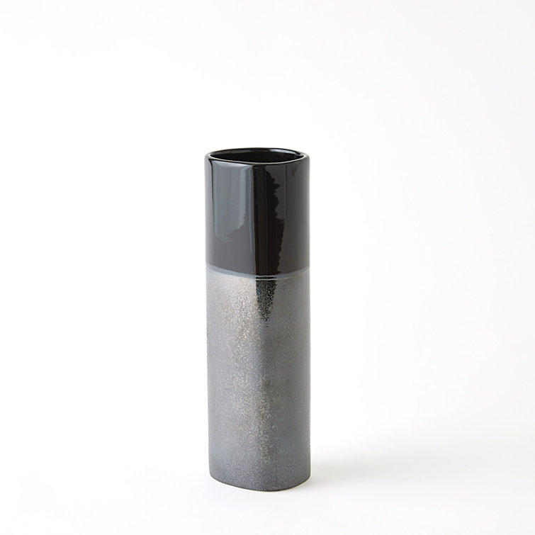 Small Reactive Black Ceramic Table Vase