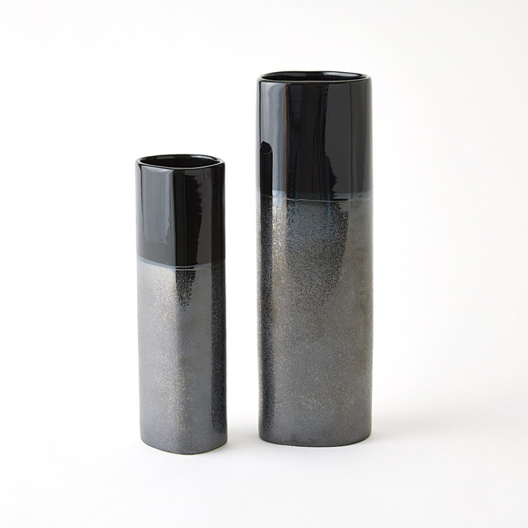 Small Reactive Black Ceramic Table Vase