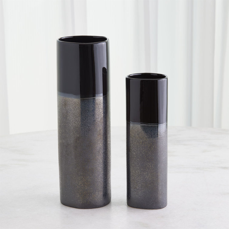 Small Reactive Black Ceramic Table Vase