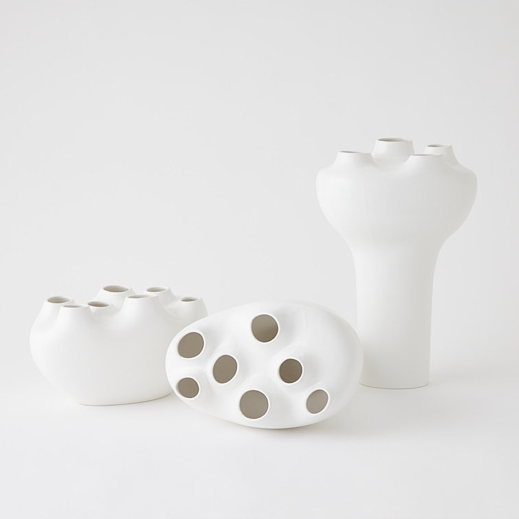 Large White Ceramic Decorative Table Vase