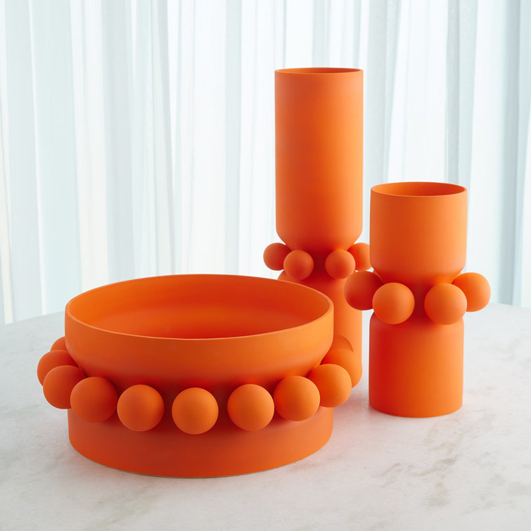 Hera Medium Orange Ceramic Decorative Table Vase