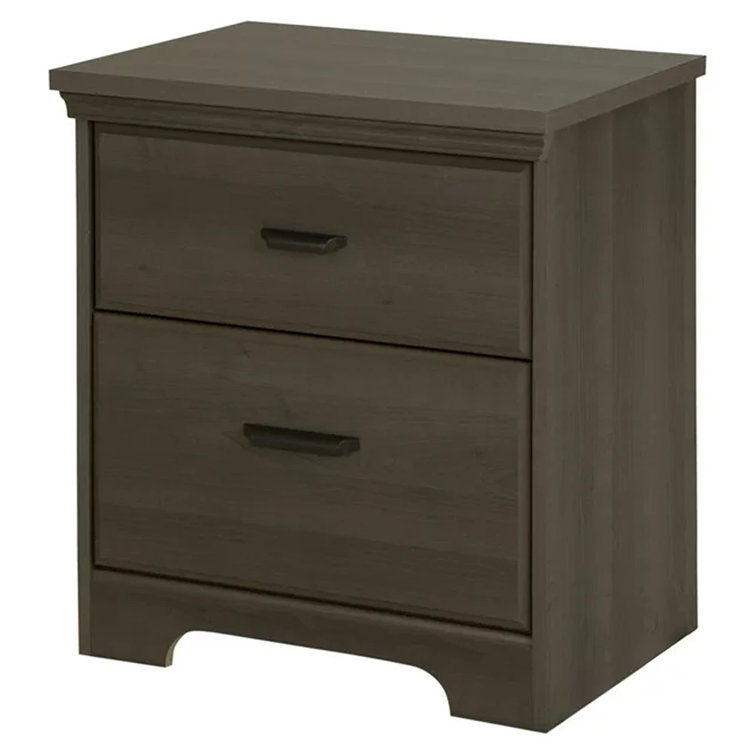 Gray Maple 2-Drawer Traditional Nightstand