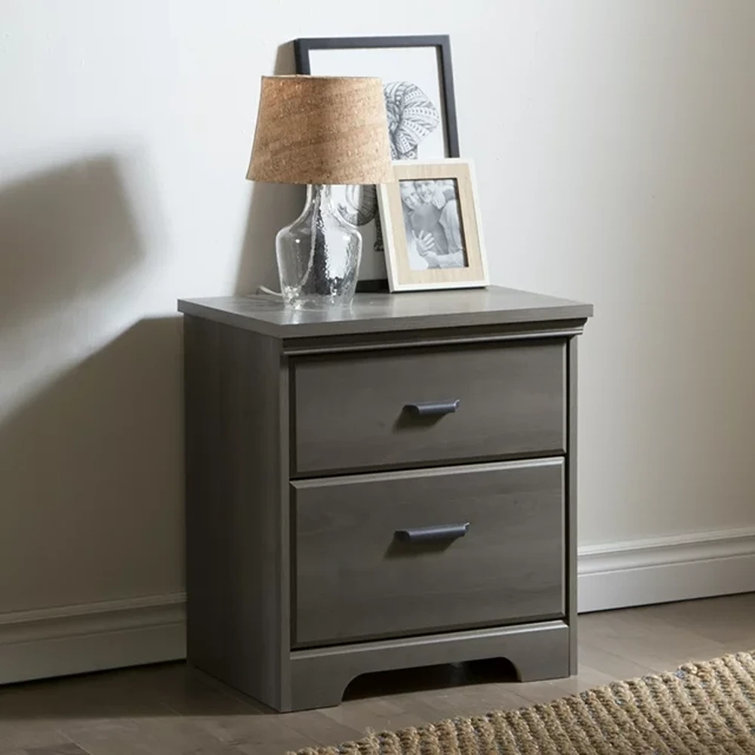 Gray Maple 2-Drawer Traditional Nightstand