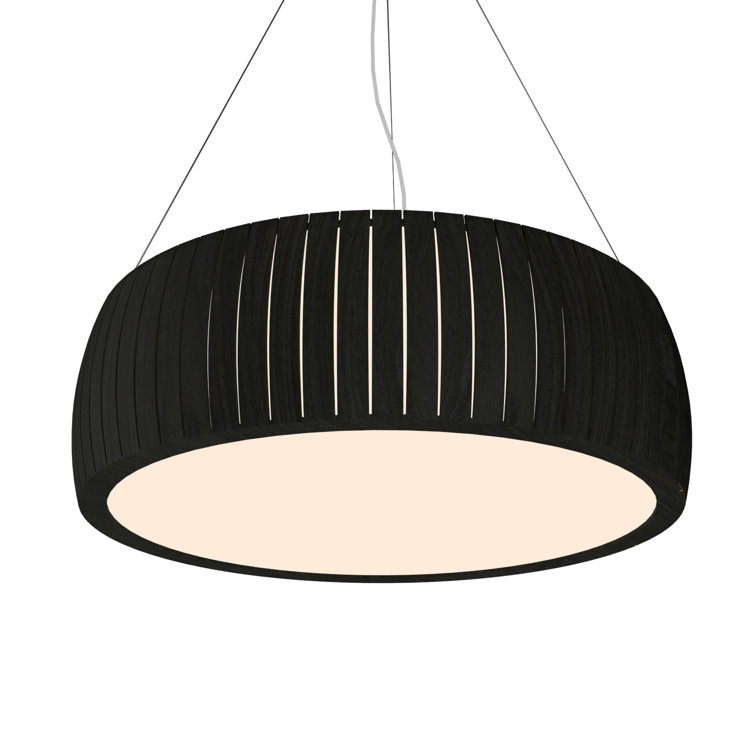 Imbuia Wood Drum LED Pendant Light