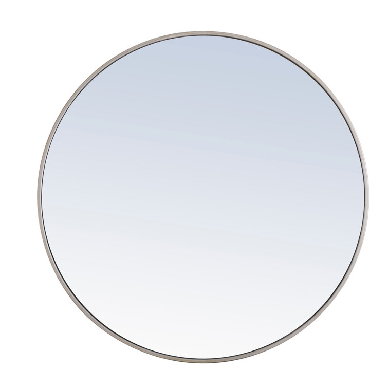 Silver Round Metal Frame Wall Mirror 32"