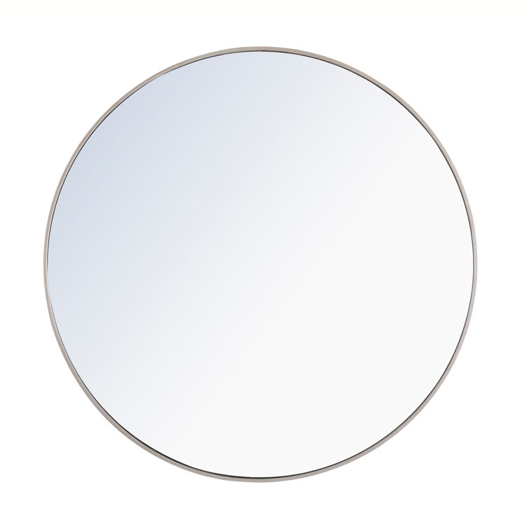 Silver Round Metal Frame Wall Mirror 32"