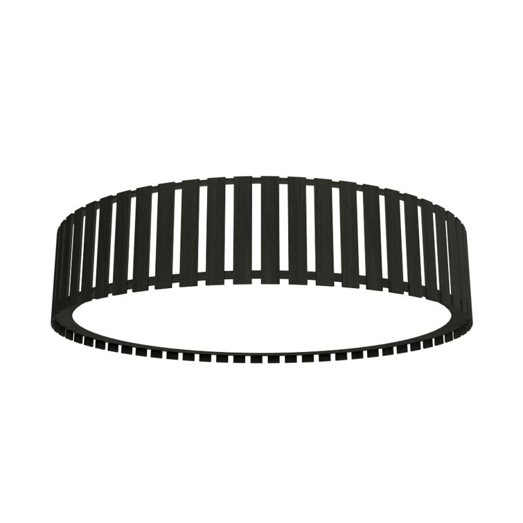Imbuia Wood LED Drum Flush Mount Ceiling Light