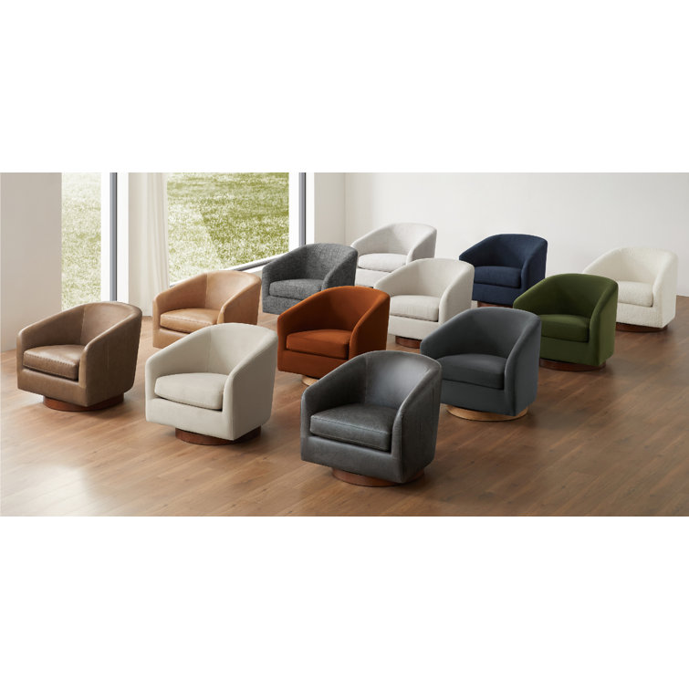 Bella Burnt Orange Velvet Swivel Barrel Chairs, Set of 2