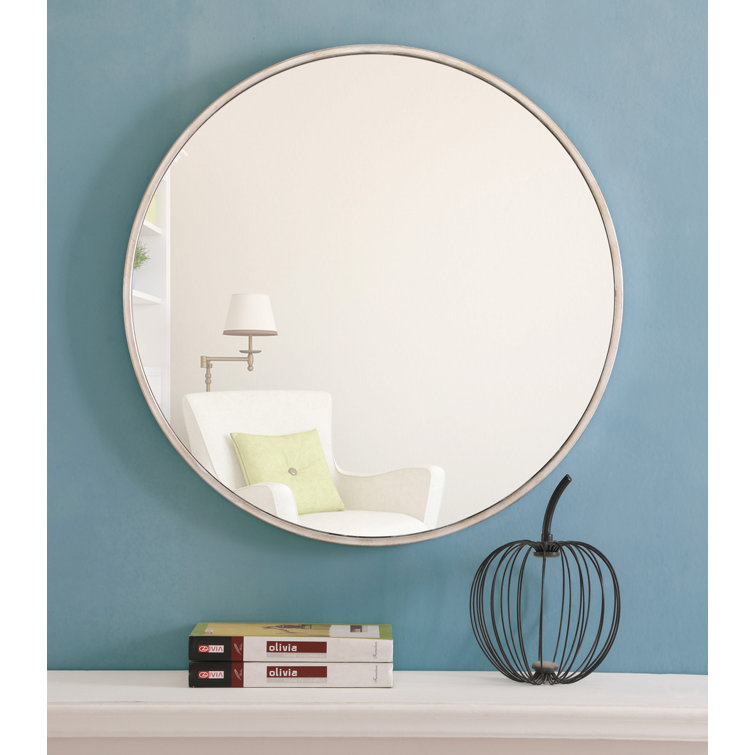 Sabine 48'' Round Silver Metal Wall Mirror