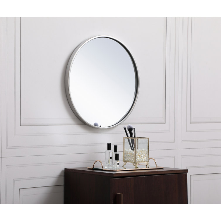 Silver Round Metal Frame Wall Mirror 32"