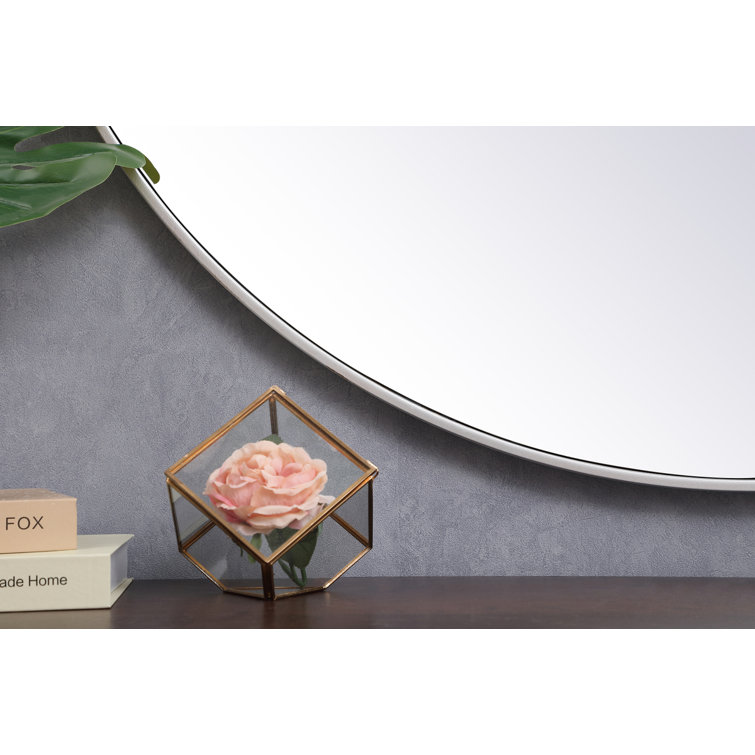 Silver Round Metal Frame Wall Mirror 32"