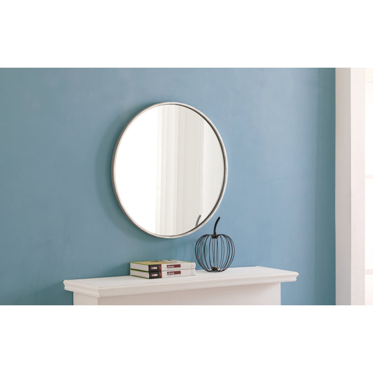 Sabine 48'' Round Silver Metal Wall Mirror
