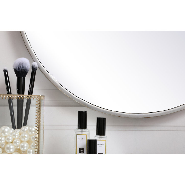 Silver Round Metal Frame Wall Mirror 32"