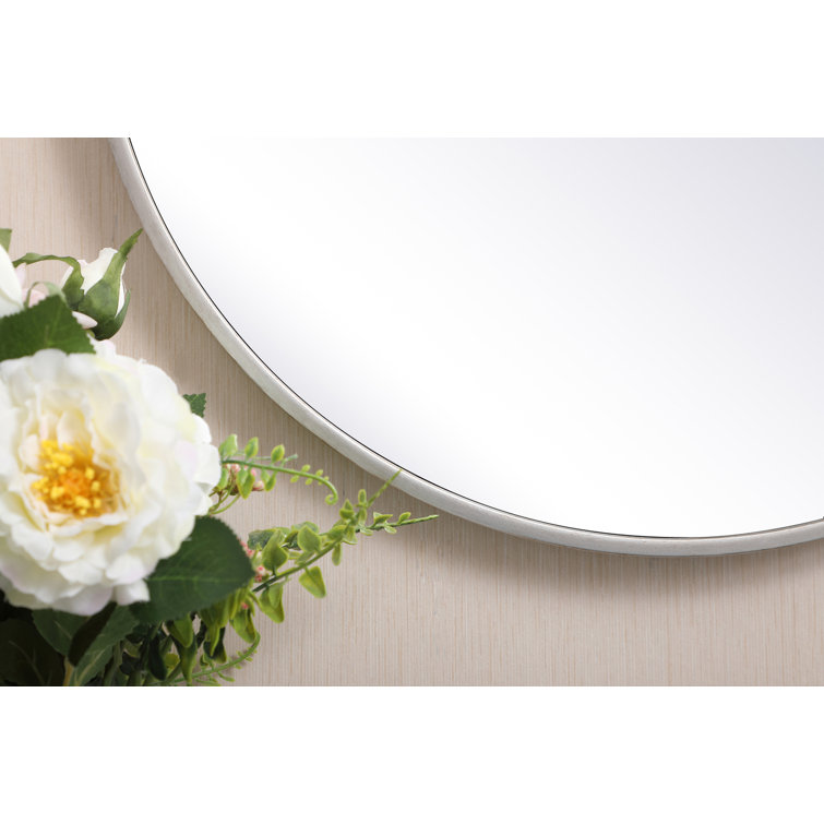 Silver Round Metal Frame Wall Mirror 32"