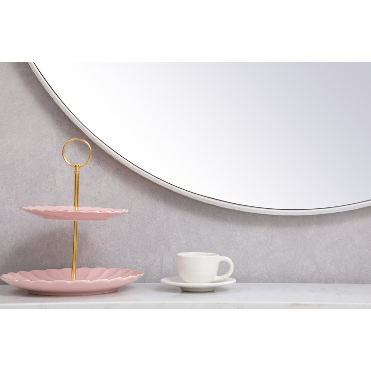Silver Round Metal Frame Wall Mirror 32"