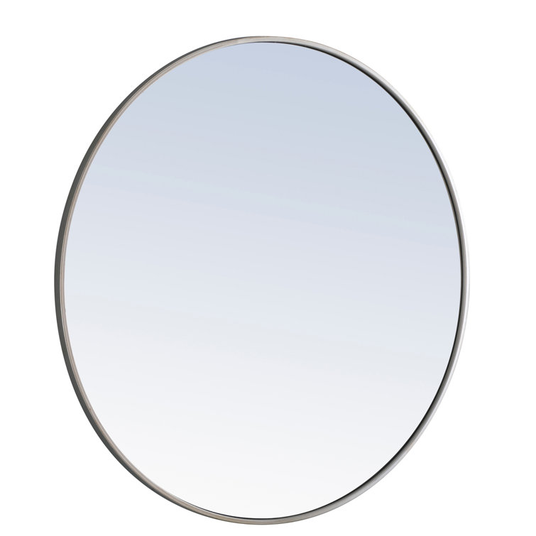 Silver Round Metal Frame Wall Mirror 32"