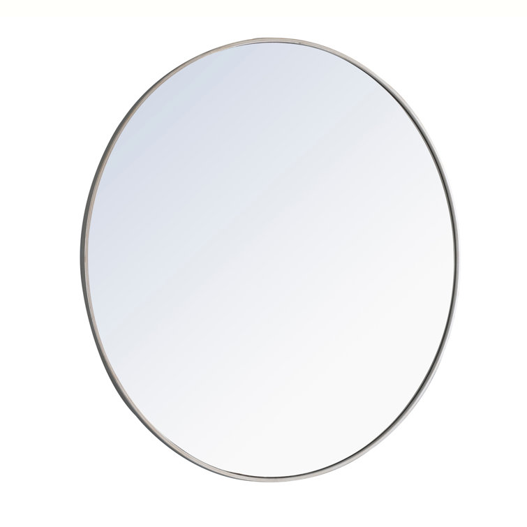 Silver Round Metal Frame Wall Mirror 32"