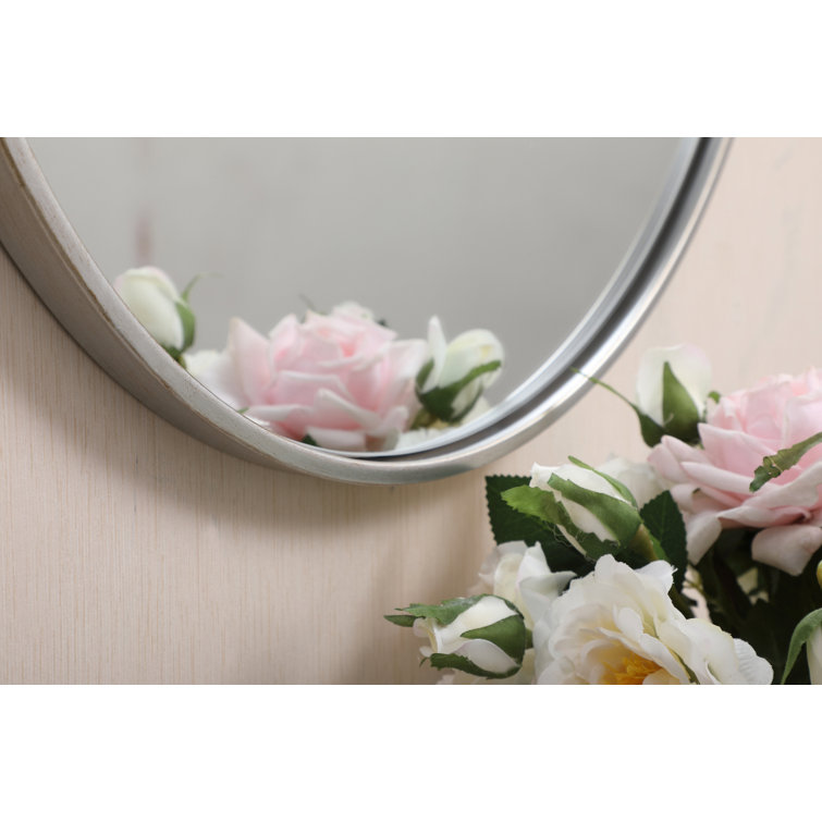 Silver Round Metal Frame Wall Mirror 32"