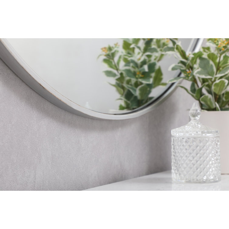 Silver Round Metal Frame Wall Mirror 32"