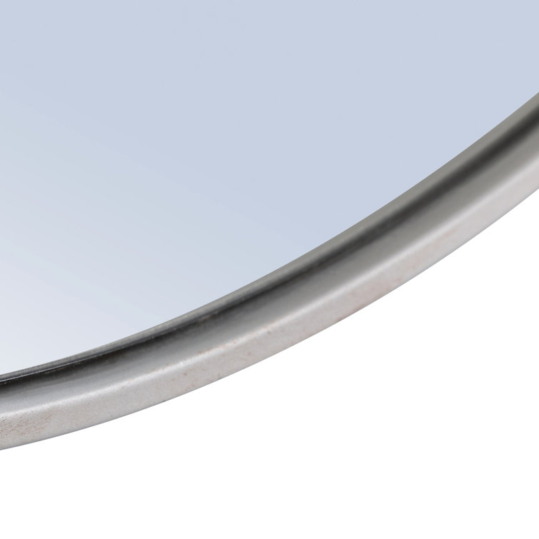 Silver Round Metal Frame Wall Mirror 32"