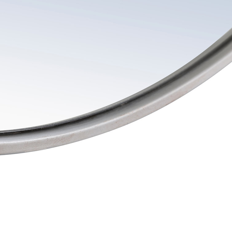 Silver Round Metal Frame Wall Mirror 32"