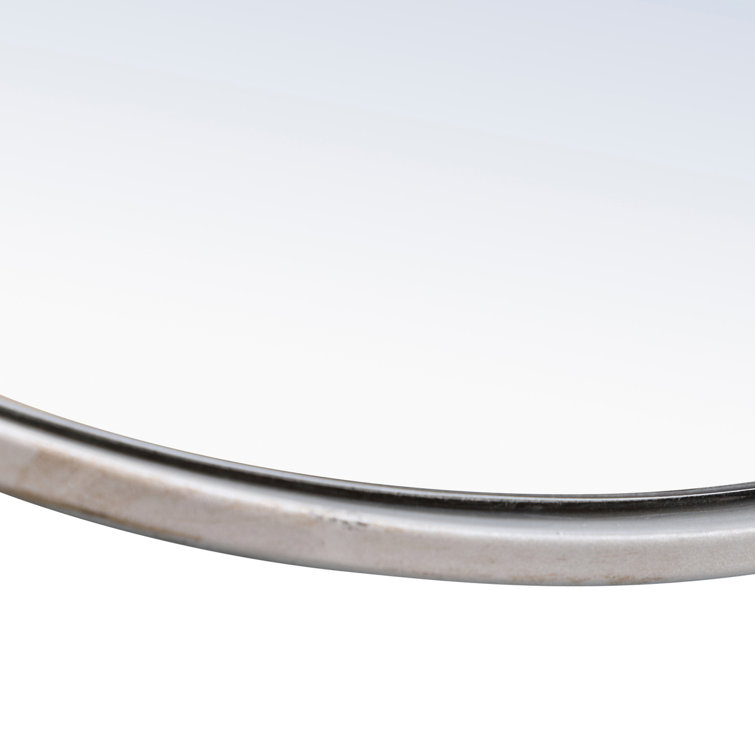 Silver Round Metal Frame Wall Mirror 32"