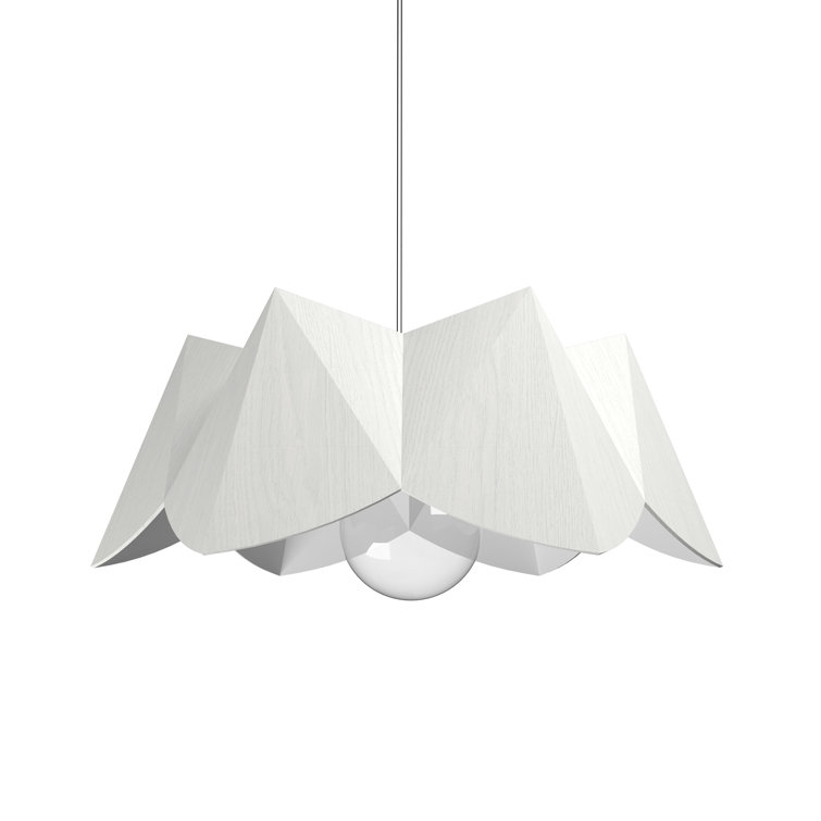 Iridescent White Geometric Wood Veneer Pendant Light