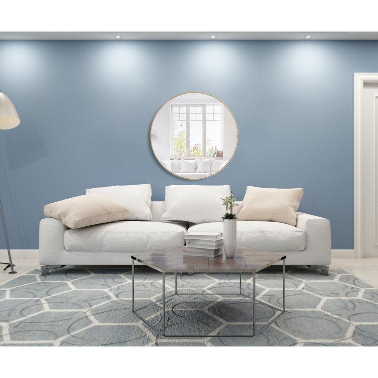 Silver Round Metal Frame Wall Mirror 32"