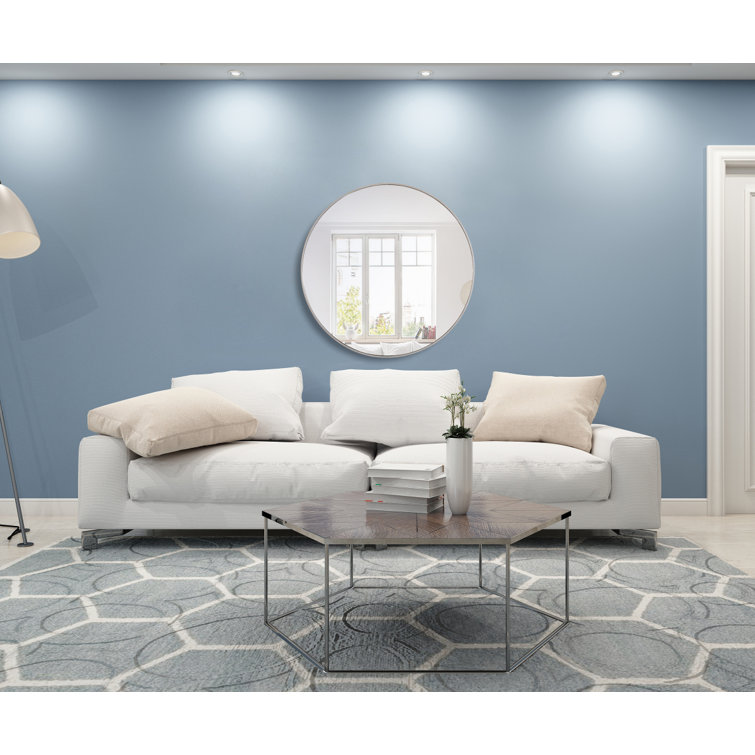 Silver Round Metal Frame Wall Mirror 32"