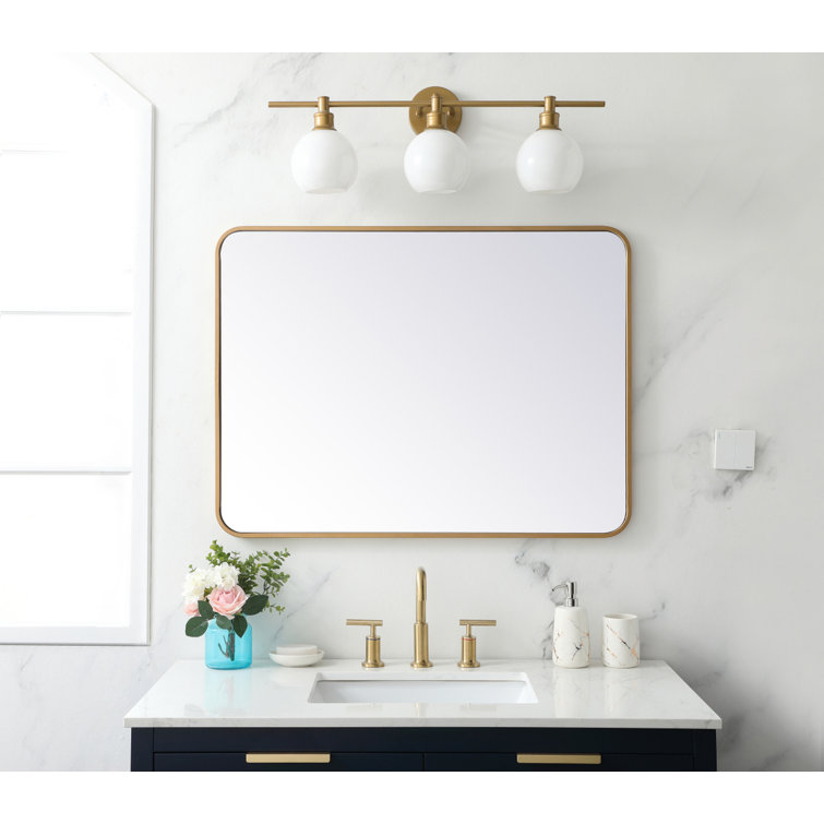 Classic Brass Metal Framed Rectangular Wall Mirror