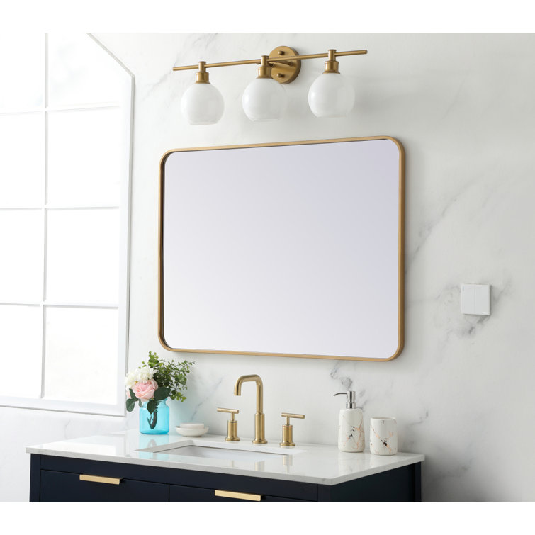 Classic Brass Metal Framed Rectangular Wall Mirror