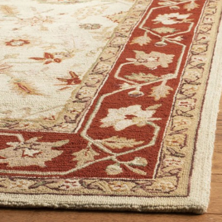 Chelsea Beige and Rust Hand-Knotted Wool Rug