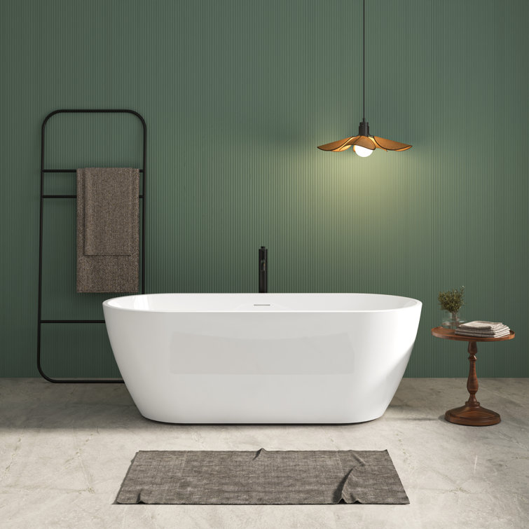 67'' White Acrylic Freestanding Soaking Bathtub