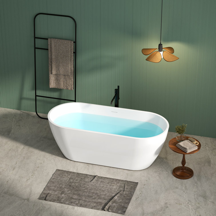 67'' White Acrylic Freestanding Soaking Bathtub