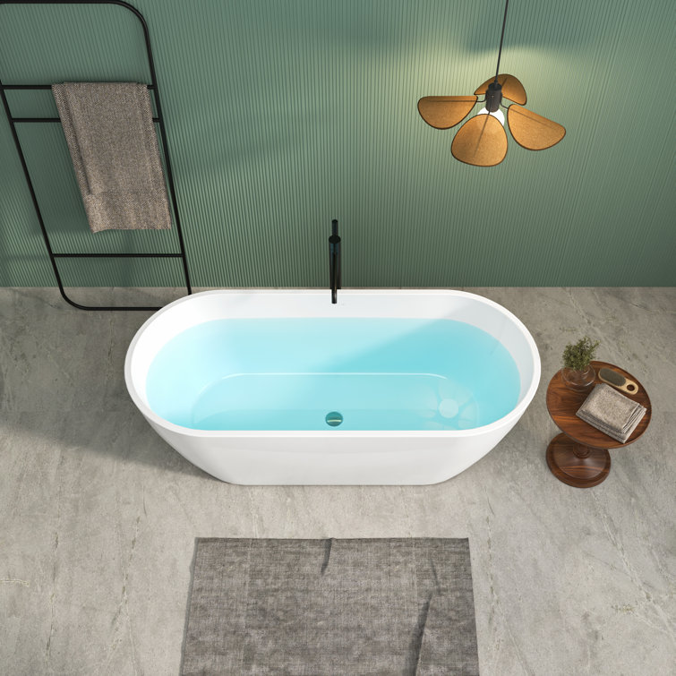 67'' White Acrylic Freestanding Soaking Bathtub