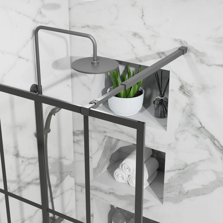 34" x 72" Black Framed Clear Tempered Glass Shower Door