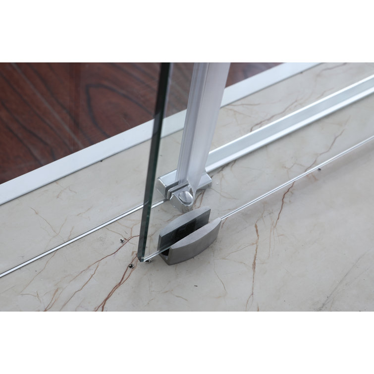 76" x 60" Frameless Sliding Shower Door with Clear Tempered Glass and Chrome Finish