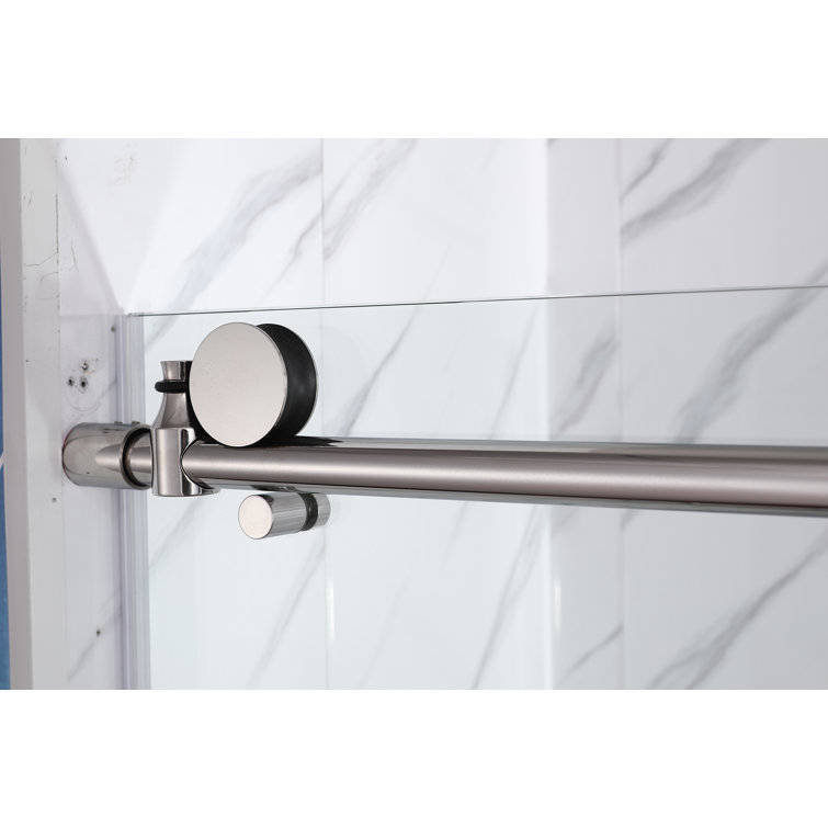 76" x 60" Frameless Sliding Shower Door with Clear Tempered Glass and Chrome Finish