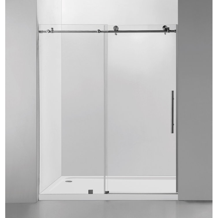76 in. x 60 in. Frameless Sliding Shower Door with Clear Tempered Glass